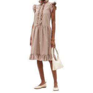 Batsheva Claude Low-waist Ruffled Gingham Cotton Dress Size 4 NWOT